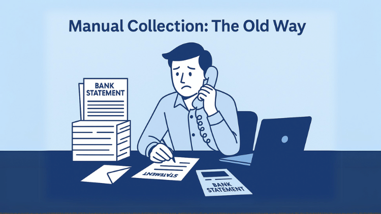 illustration of maual collection the old way with mail and phone calls